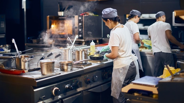 The Hacienda Grill kitchen line during service
